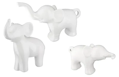 Imagen del producto de Juego de 3 piezas de Gilde, con figura de elefante, porcelana blanca, unidad de venta: 1, dimensiones: largo 8 cm, ancho 14 cm, alto 16.5 cm. Código: 32694. Número de artículo: 4063387326947