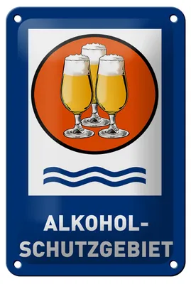 Produktbild von Blechschild Bier 12x18cm Alkoholschutzgebiet Biergläser