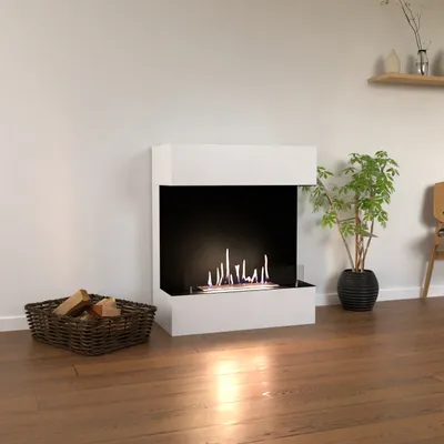 Produktbild von GLOW FIRE Ethanol Kamin 'Kongsberg' | Ethanolofen in weiß mit 3 Std. Brenndauer und 2 KW Heizleistung | BxHxT: 83,8x100x41,3 cm