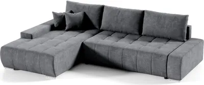 Image de Canapé d'angle en L Draco avec fonction lit Canapé d'angle en L avec armoire lit 265 cm, couleur : gris, ottoman : gauche