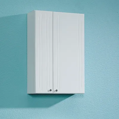 Produktbild von Badezimmer Hängeschrank in weiß mit weiß Hochglanz NEMI-66, B/H/T: ca. 50/75/20 cm