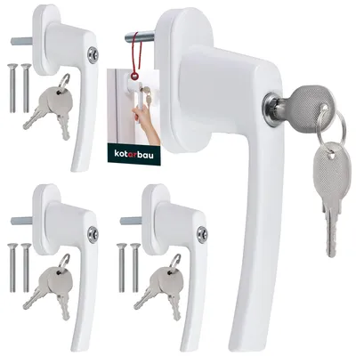 4er-Set abschließbare Fenstergriffe, Aluminium, weiß, mit Schlüssel