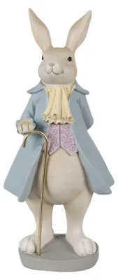 Image de Clayre & Eef Figurine Lapin 12x9x26 cm Beige Bleu Polyrésine