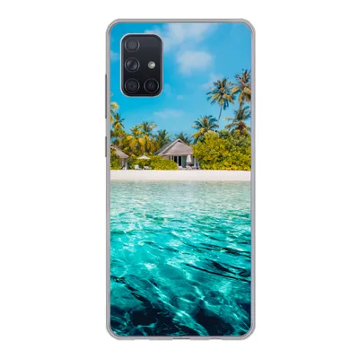Produktbild von MuchoWow® Handyhülle Schutzhülle Hülle für Samsung Galaxy A71 Strand - Palmen - Meer Silikon Softcase Handy Hülle - Kartenbesitzer