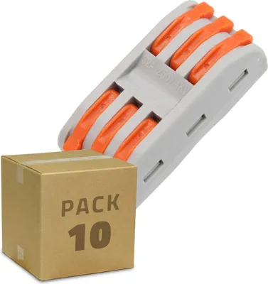 Produktbild von 10 Pack Schnellverbinder 3 Eingänge und 3 Ausgänge SPL-3 für Elektrokabel von 0,08–4 mm²  Grau