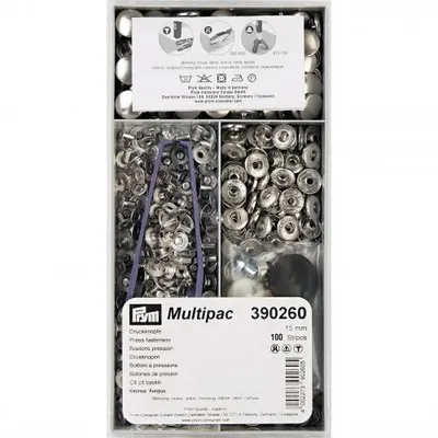 Produktbild von PRYM Nähfrei-Druckknopf Anorak, 15 mm, silber, Multipac 100 Stück