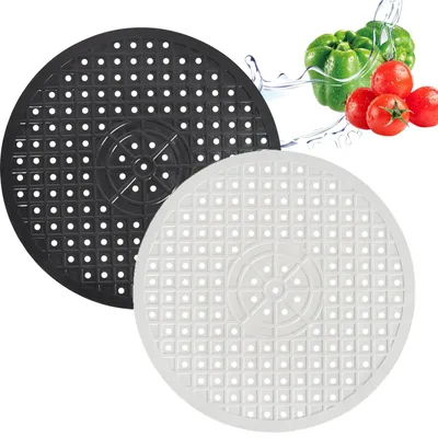Produktbild von Spülbeckeneinlage - 2 Stück rund - für Küche und Badezimmer - 31 x 31 cm - Weiß und Schwarz