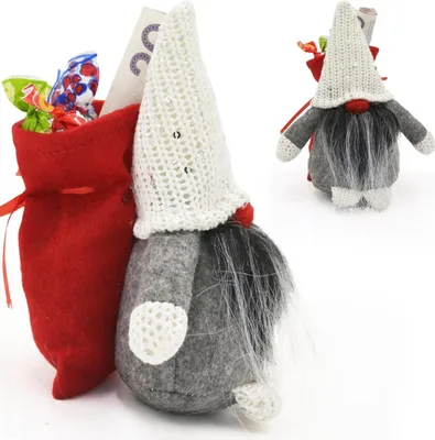 Produktbild von Dekorativer Weihnachtswichtel mit Geschenksack 15 cm – Rot