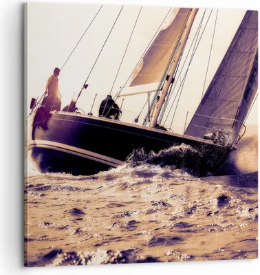 Produktbild von Bild auf Leinwand - Leinwandbild - Meer Yacht Welle - 60x60cm - Wand Bild - Wanddeko - Wandbilder - Leinwanddruck - Bilder - Kunstdruck - Wanddekoration - Leinwand bilder - Wandkunst - AC60x60-3719