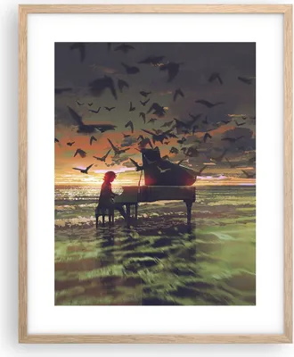 Produktbild von Gerahmtes Poster - Rahmen in heller Eiche - Klaviermusik - 40x50 cm - Wand Bild - Wanddeko - Wandbilder - Kunstposter - Wandposter - Bilderrahmen - Bilder - Kunstdruck - Wandbild - P2NPA40x50-3911