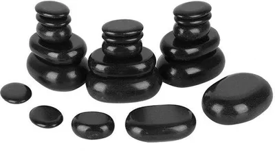 Productafbeelding van Hotstone massagestenen set van 20 stuks, basalt massagestenen professionele hotstone massage beginnersset, voor massagetherapie massagetherapie spa ontspanning