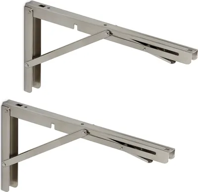 Produktbild von 1 Paar klappbare Wandkonsolen echt Edelstahl (350 x 176 mm) Klappbeschläge belastbar bis 150 kg von Sotech