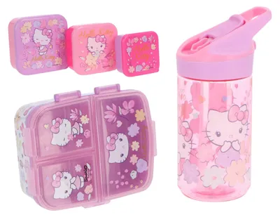 Produktbild von Hello Kitty Lunch-Set; bestehend aus Brotdose, Snackbox und Trinkflasche