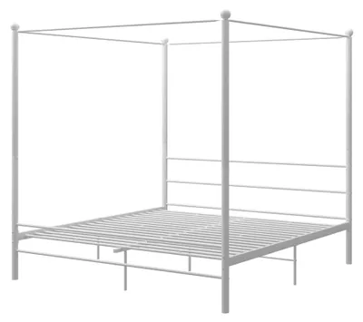 Produktbild von Metallbett Himmelbett Doppelbett Bettrahmen Bettgestell Lattenrost Schlafzimmermöbel Weiß 180x200cm