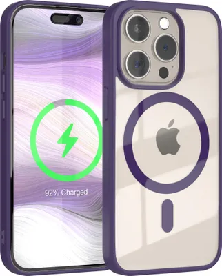 Produktbild von EAZY CASE Clear MagSafe Case für Apple iPhone 15 Pro, Qi-Charging, Silikon mit Kameraschutz, Bumper Case in Violett