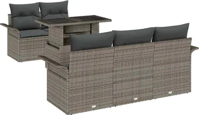 Immagine prodotto di vidaXL Set divano da giardino con cuscini 6 pezzi Grigio Poly-Rattan
