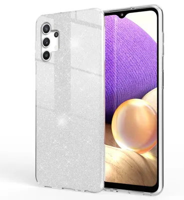 Immagine prodotto di NALIA Glitter Custodia per cellulare per Samsung Galaxy A32 5G, Custodia cover in silicone argento lucido