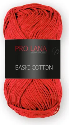 A ball of red yarn with a black label.