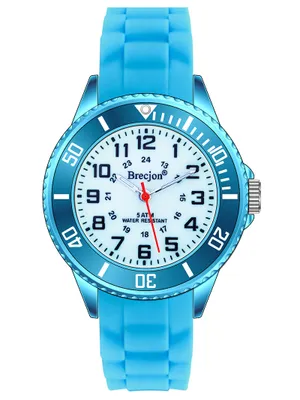 Produktbild von Brecjon Lernuhr Armbanduhr Kinder hellblau wasserdicht Silikonuhr leuchtet 2202