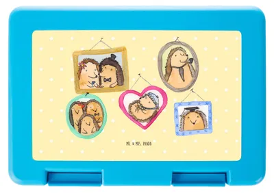 Produktbild von Mr. & Mrs. Panda Lunchbox Igel Familie - Gelb Pastell - Geschenk, Bilder, Bentobox, Liebe, Vorratsbehälter, Bento Box, Papa, Lebensmittel Aufbewahrungsbox, Snackbox