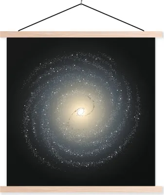 Produktbild von MuchoWow® Textilposter Eine schwarz-gelbe Illustration der Milchstraße 40x40 cm mit holzfarbenen Rahmen - Posterleiste
