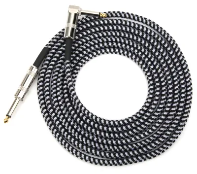 Produktbild von 6,35-mm-Gitarren-Audiokabel, Mikrofon-Rauschunterdrückungs-Anschlusskabel, Musikinstrument, 3 Meter, Schwarz/Weiß