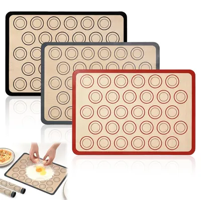 3er-Set Silikon-Backmatten für Macarons, 42x29,5 cm, antihaftbeschichtet