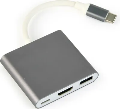 Produktbild von gembird USB-Typ-C-Mehrfachadapter Spacegrau