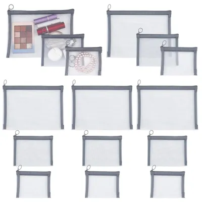 Imagen del producto de Omgoods - 30 bolsas de malla reutilizables con cierre, color gris