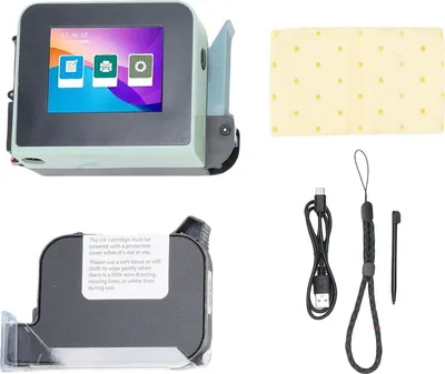 Immagine prodotto di Stampante portatile a getto d'inchiostro, cartuccia d'inchiostro ad asciugatura rapida, altezza di stampa di 0,1-0,5 pollici, codificatore touchscreen per testo, codice a barre, numero di lotto