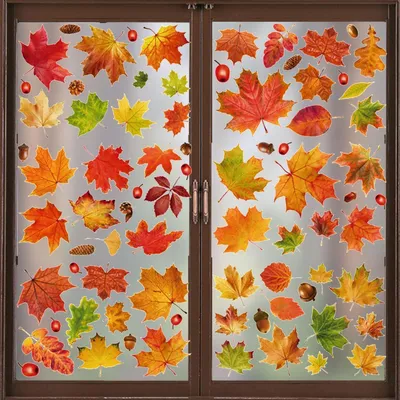 Immagine prodotto di Decorazioni per finestre, 6 elementi, tema autunnale, foglie, adesivi, foglie d'acero, ideali per la cameretta dei bambini