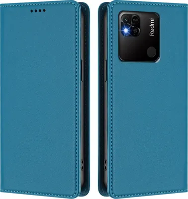 Obrázek produktu pro Kožené pouzdro pro Xiaomi Redmi 10A/Redmi 9C, magnetické flipové pouzdro zPolyuretankůže se stojánkem Jezerní modrá