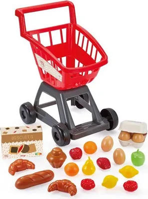 Produktbild von Einkaufswagen mit 20 Lebensmitteln, Ecoiffier, Ab 18 Monaten, Realistisches Design, Große Kapazität