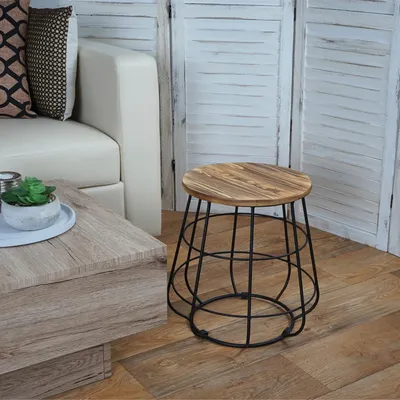 Produktbild von Sitzhocker HWC-A80, Hocker Aufbewahrung, Industriedesign Echtholz MVG Ø35cm