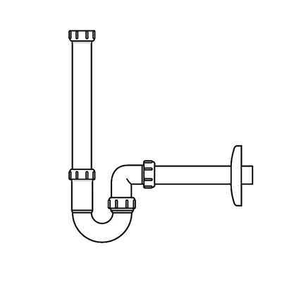 Image de LAUFEN Il Bagno Alessi One Siphon, DN32, avec tube découlement allongé, blanc, H8940670000001