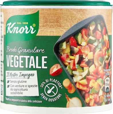 Produktbild von Knorr Brodo Granulare Vegetale pflanzliche granulierte Brühe 150g Geschmack für Ihre Gerichte Gluten-frei laktosefrei 100% Italienische Brühe