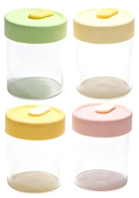 Immagine prodotto di Set di 4 contenitori in vetro borosilicato con coperchi, capacità 400 ml