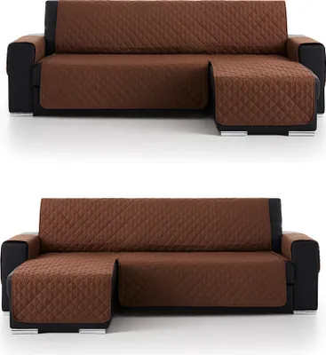 Produktbild von BELMARTI Ecksofa Zweiseitig  Spain Alcantara Touch Schonbezug Ecksofaschutz Sofaschoner Ecksofabezug Ecksofa mit Ottomane Sofaschonbezug Ecksofa Überwurf Ecksofa Überdecke (Braun, 240 cm)