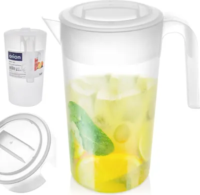 Image de Orion Pot à boisson Pot à eau Pot à jus avec couvercle Poignée Verseur 2,3l Lavable au lave-vaisselle