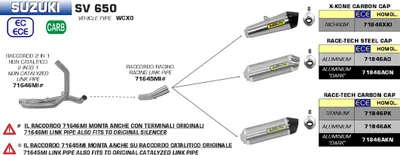 Obrázok produktu pre Medzipriestor ARROW, nerezová oceľ pre Suzuki SV650, od modelového roku 2016-