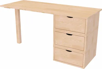 Immagine prodotto di Scrivania in legno massello con 3 cassetti Cubo - Grezzo (senza vernice)