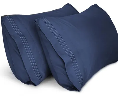 Produktbild von Set mit 2 Kissenbezügen 50 x 75 cm, weiche, gebürstete Mikrofaser-Kissenbezüge, Kissenbezug mit Hotelverschluss, aus weicher Mikrofaser, - (blau)