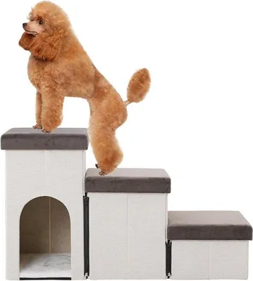 Image de Petit escalier pour chien 3 en 1, pliable, hauteur 44 cm, beige