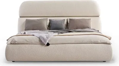Produktbild von Casa Padrino Luxus Doppelbett Creme / Gold 230 x 244 x H. 130 cm - Massivholz Bett mit Kopfteil - Schlafzimmer Möbel - Hotel Möbel - Luxus Möbel - Luxus Einrichtung