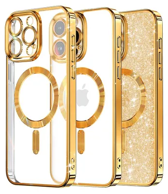 Produktbild von Techsuit Luxury Glitter Back Cover Hülle mit MagSafe für Apple iPhone 14 Pro - Gold
