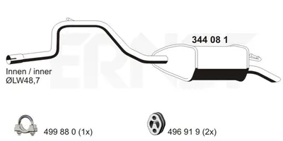 Produktbild von ERNST 344081 Endschalldämpfer für FORD MONDEO III (B5Y) Auspuff