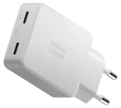 Image de Native Union, chargeur double USB-C 65W PD GaN, blanc