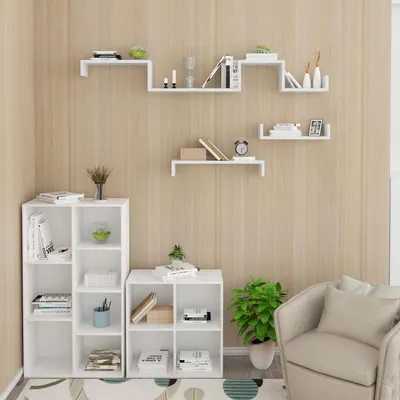 Immagine prodotto di Set di 3 mensole a forma di U da parete | 30/45/60 x 10,5 x 15 cm