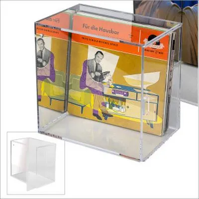 Produktbild von Sammelvitrine aus hochwertigem Acryl für Single-Vinylschallplatten, Rückwand verspiegelt