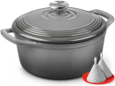 Image de Solidchoice - Cocotte en fonte émaillée de 26 cm avec couvercle et livre de recettes